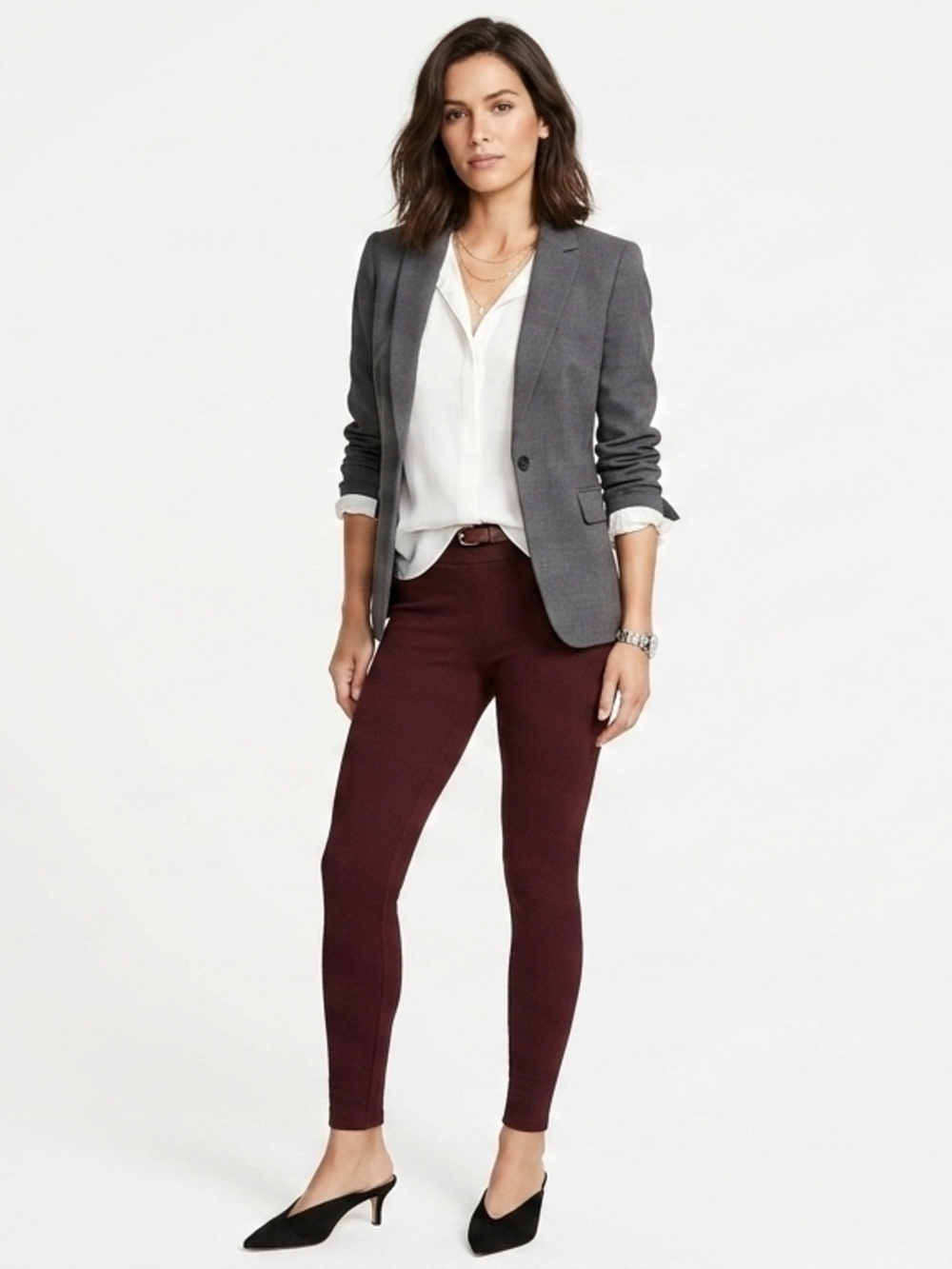 Nine West Deep Plum Pull-On Slim Pants